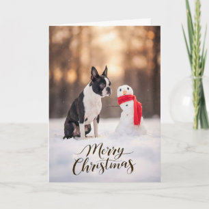 Muñeco de Nieve de Navidad de Boston Terrier