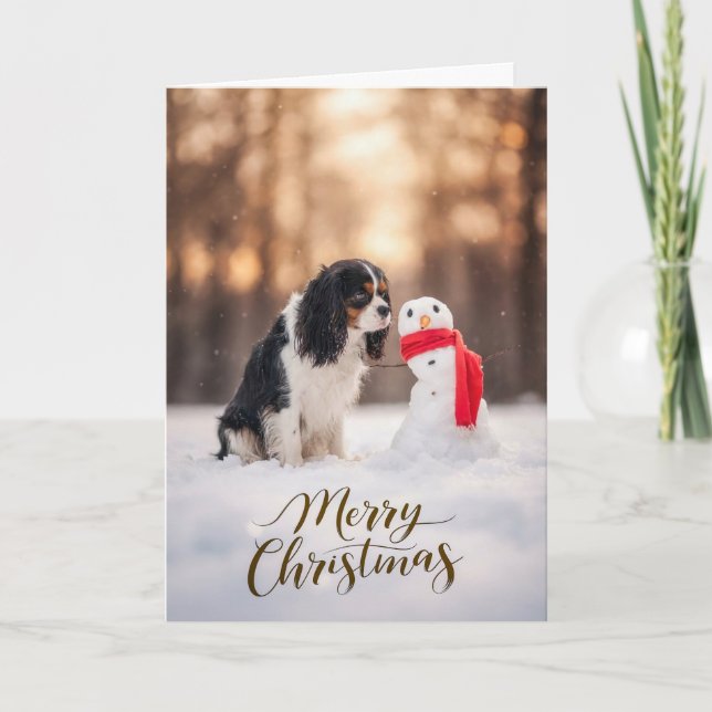 Muñeco de nieve de Navidad del King Charles Cavali (Anverso)