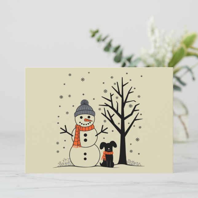 Muñeco de Nieve de Navidad Perro de Navidad Invier (Anverso de pie)