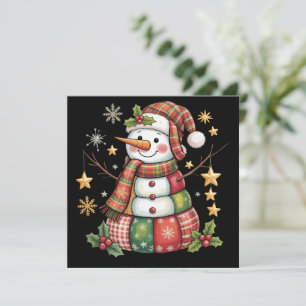 Muñeco de nieve de patchwork retro Feliz Navidad C