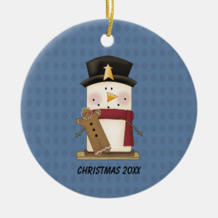 Muñeco de nieve de S'mores con el ornamento de
