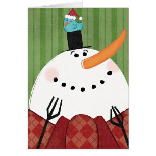 Muñeco de nieve del navidad con el pájaro del