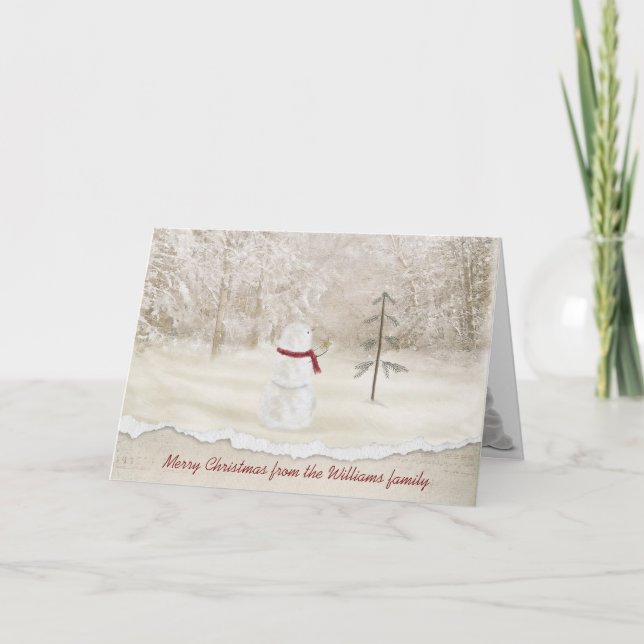 Muñeco de nieve del navidad con la estrella del (Anverso)