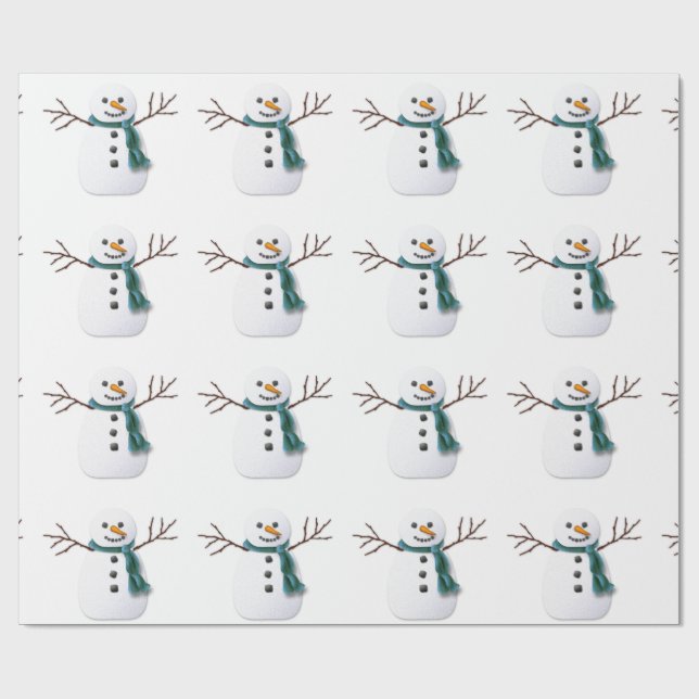 Muñeco de nieve en el papel de embalaje del día de (Superficie plana)