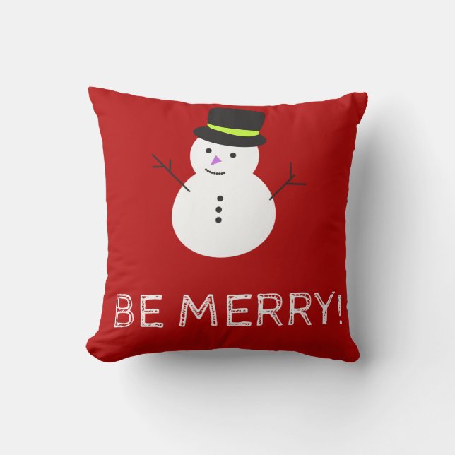 Muñeco de Nieve Feliz Navidad Almohada (Anverso)
