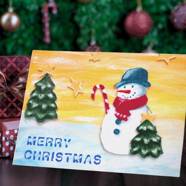 Muñeco de nieve lindo y árbol de Navidad (Subido por el creador)