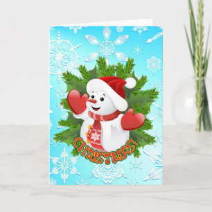 Muñeco de nieve lindo y tarjeta de Navidad