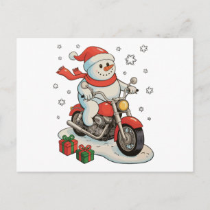 Muñeco de nieve montando motocicleta Navidad motoc