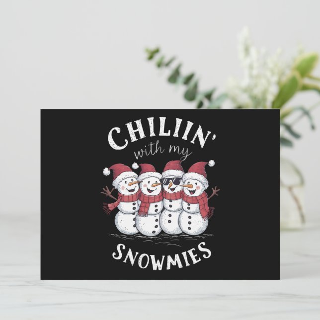 Muñeco de nieve Navidad Relajándome con mis regalo (Anverso de pie)