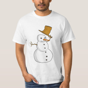 Muñeco de nieve que inclina la camisa del gorra