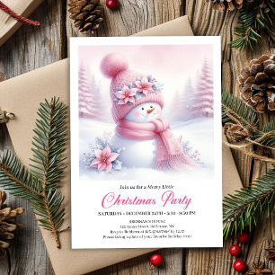 Muñeco de Nieve Rosa Editable Invitación de Navida