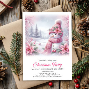 Muñeco de Nieve Rosa Editable Invitación de Navida