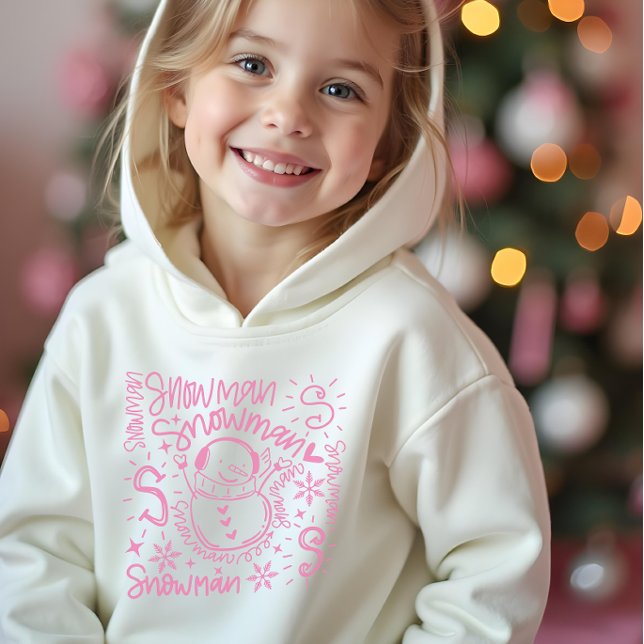 Muñeco de nieve rosa lindo (Cute pink snowman hoodie sweatshirt for girls.)