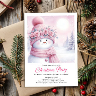 Muñeco de Nieve Rosa Suave Invitación Editable de 