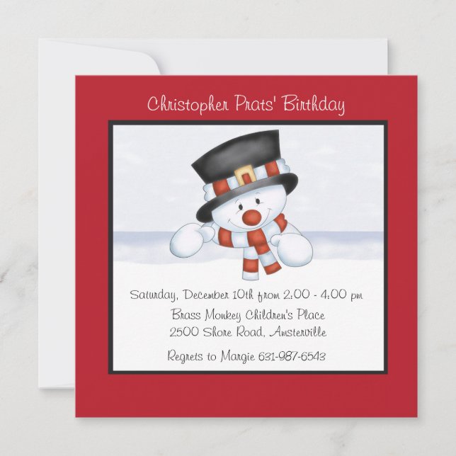 Muñeco de nieve sonriente - invitación de la (Anverso)