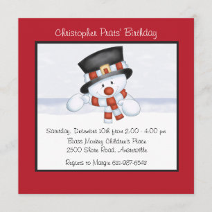 Muñeco de nieve sonriente - invitación de la
