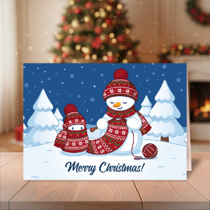 Muñeco de nieve tejiendo bufanda de Navidad