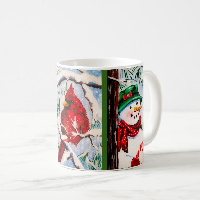 Muñeco de nieve y taza cardinal de los amigos (Anverso derecho)