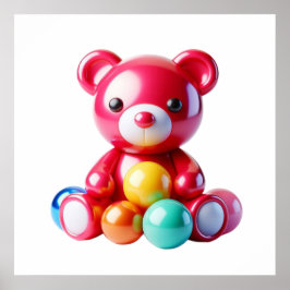 Muñeco de peluche de oso dulce Póster de arte de p