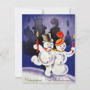Muñecos de nieve bailando con velas de Navidad vin