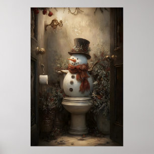 Muñecos de nieve de Navidad en impresión de inodor