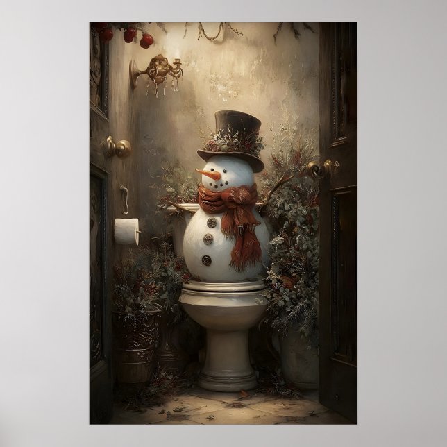 Muñecos de nieve de Navidad en impresión de inodor (Frente)