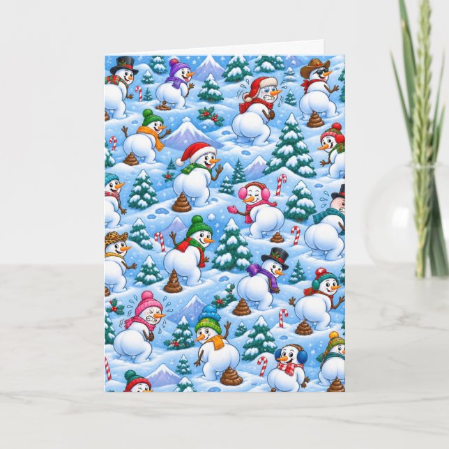 Muñecos de nieve defecando divertidos Navidad (Anverso)