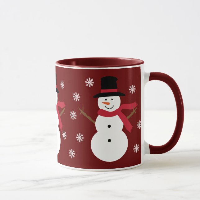 Muñecos de nieve lindos y taza roja festiva del (Derecha)