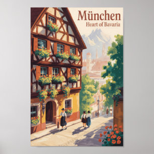 Múnich Alemania Baviera Ilustración Arte Viaje