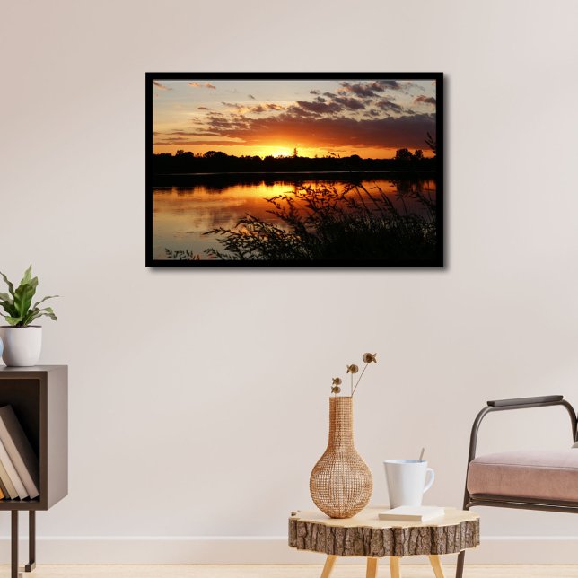 Mural de arte sobre el Poster de la impresión del  (Sunset on the lake)