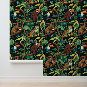 Mural de pared extraíble de fauna tropical foresta