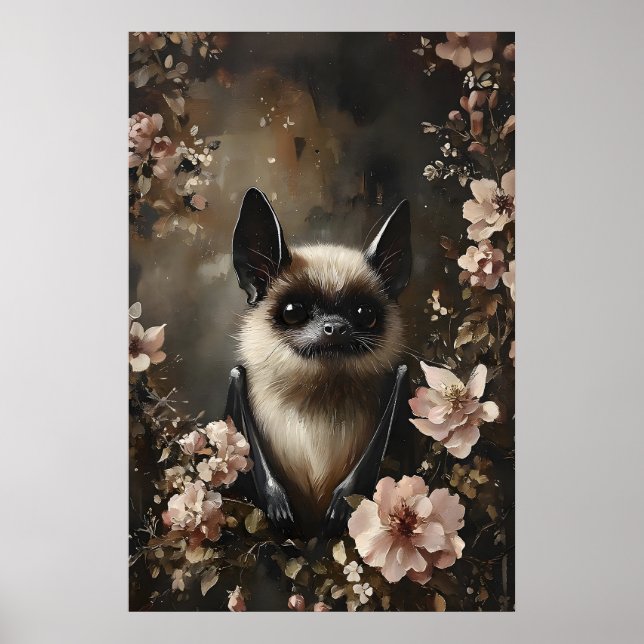 Murciélago con estampado de flores, impresión de m (Frente)