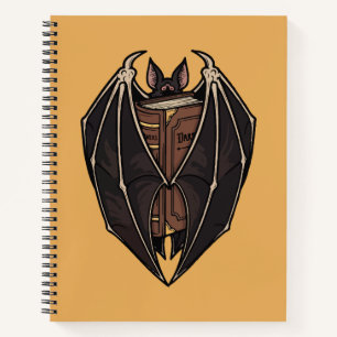 Murciélago gótico leyendo libro de hechizos oscuro
