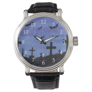 Murciélagos en el reloj de cementerio