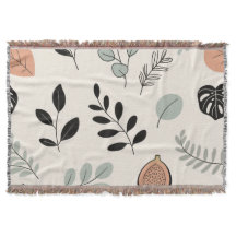 Murmullo de Hoja – Manta de Arte de Línea Botánica