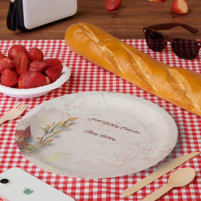 Murmullos de Crimson 40 platos de papel de cumplea (Picnic)