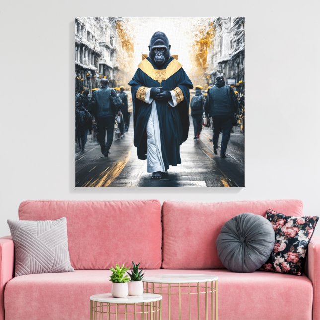 Muro de arte conceptual: Gorila en rozas monástica (Insitu (Sala de estar))