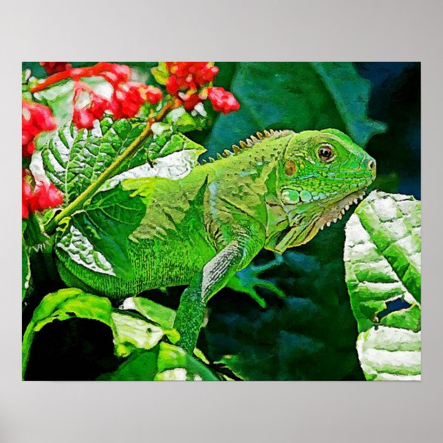 Muro de arte de iguana para decorar. (Frente)