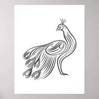 Muro de arte de la línea de Peacock minimalista