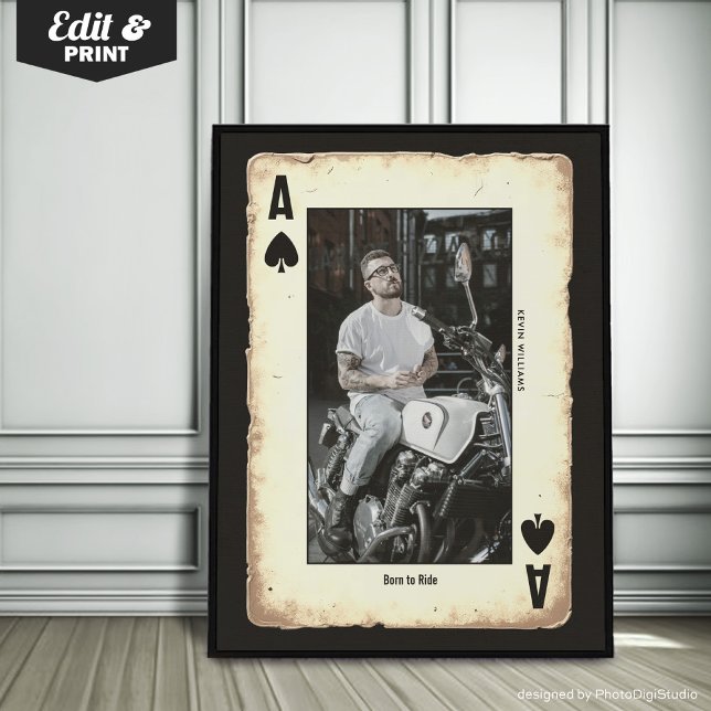Muro de ciclismo personalizado, arte de regalo de  (Custom Biker Wall Art, Biker Gift Ace of Spades Poster)