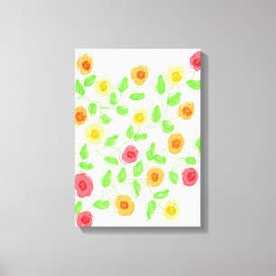 Muro De Flores De Arte Con Rojos Y Naranja