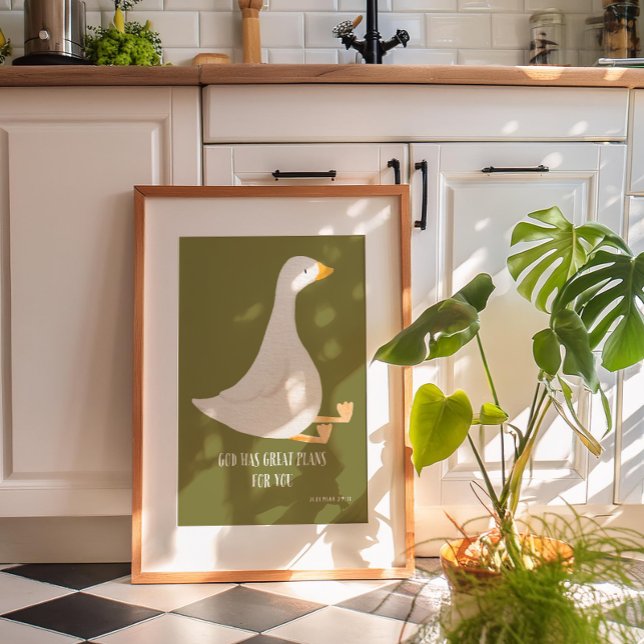 Muro de Goose Silly Art Decoración de guardería cr (Silly Goose Wall Art - Christian Nursery Decor - Jeremiah 29:11 verse: “ God has good plans for you.)