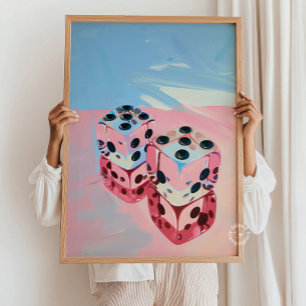 Muro de pintura de dados - Arte rosa azul vibrante