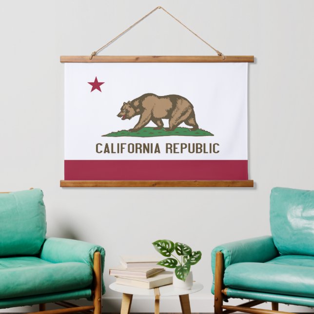 Muro tapiz con bandera de California, EE.UU. (Sala de estar)