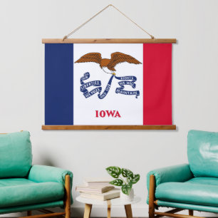 Muro tapiz con bandera de Iowa, EE.UU.
