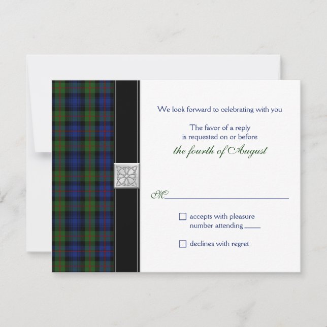 Murray of Atholl Tartan Wedding RSVP Respuesta (Anverso)