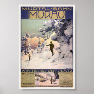 Murtalbahn Murau Austria Póster Antiguo 1907