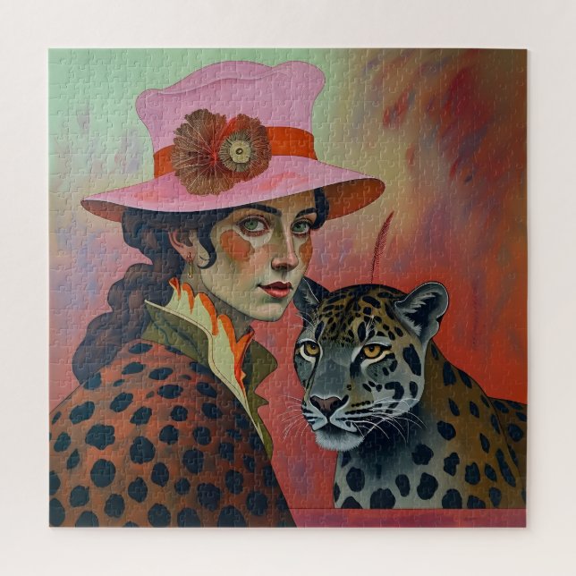 Musa Leopard: Dama en el rompecabezas del arte ros (Vertical)