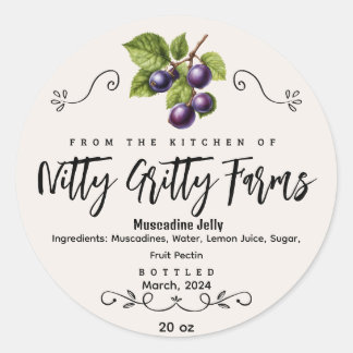 Muscadine Jam Jelly conservar la etiqueta de canto