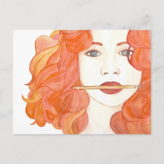 Muse Red-Haired Chica, artista de postales (Anverso)